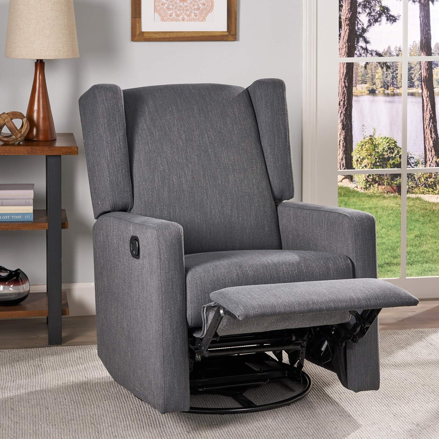 image:imageChristopher Knight Home Patricia Upholstered Swivel Recliner Blush BlackCharcoal Black
