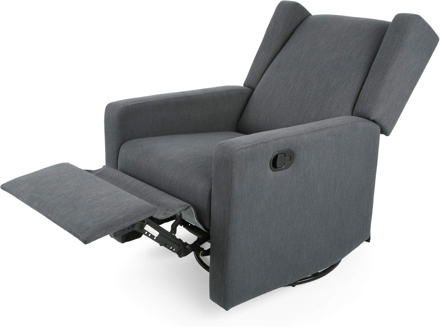 image:imageChristopher Knight Home Patricia Upholstered Swivel Recliner Blush BlackCharcoal Black