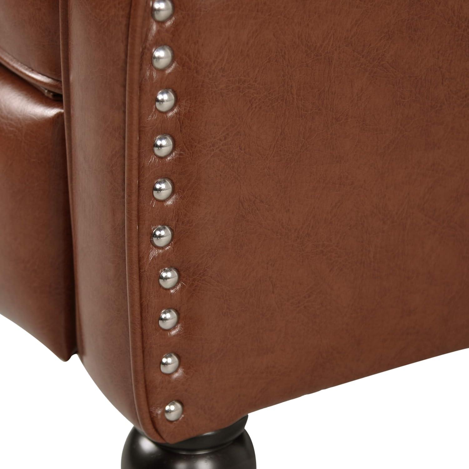 image:imageRandy Contemporary Tufted Recliner Cognac Brown and Dark Brown