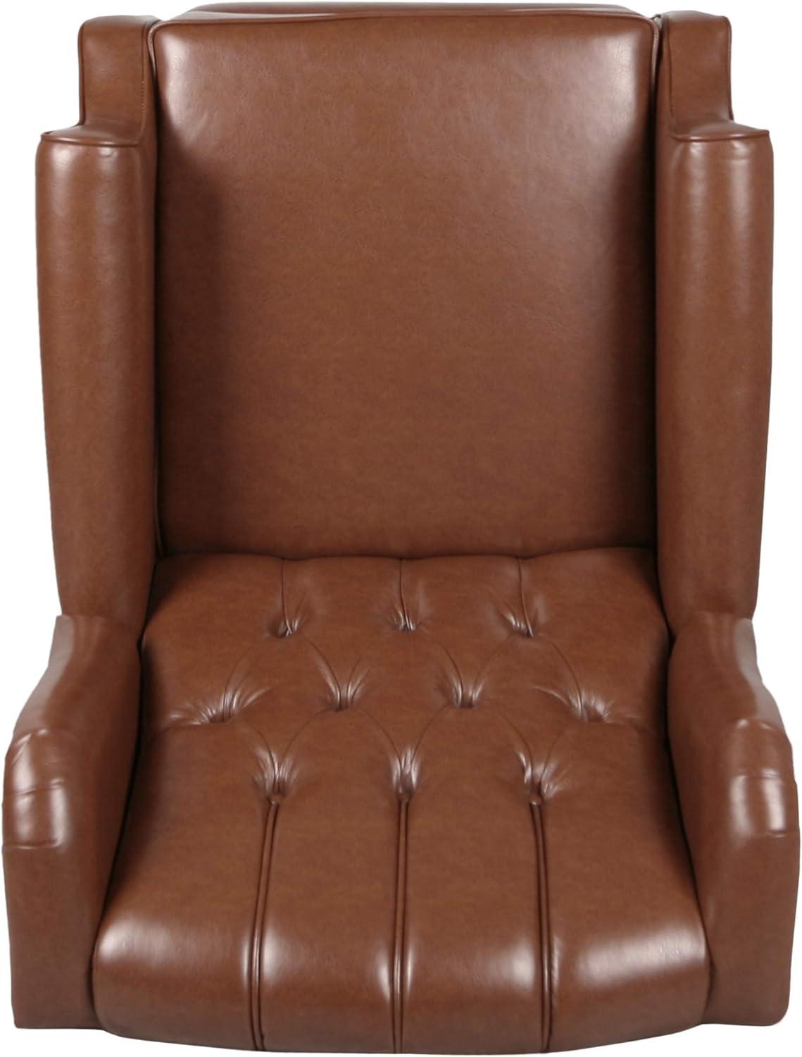 image:imageRandy Contemporary Tufted Recliner Cognac Brown and Dark Brown