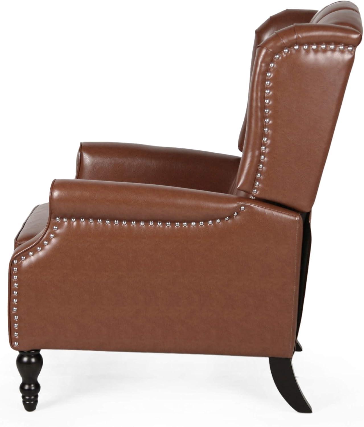 image:imageRandy Contemporary Tufted Recliner Cognac Brown and Dark Brown