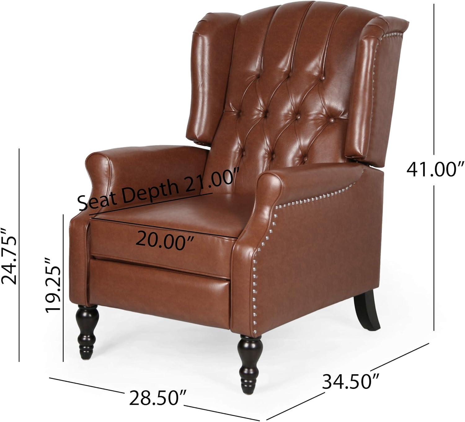 image:imageRandy Contemporary Tufted Recliner Cognac Brown and Dark Brown