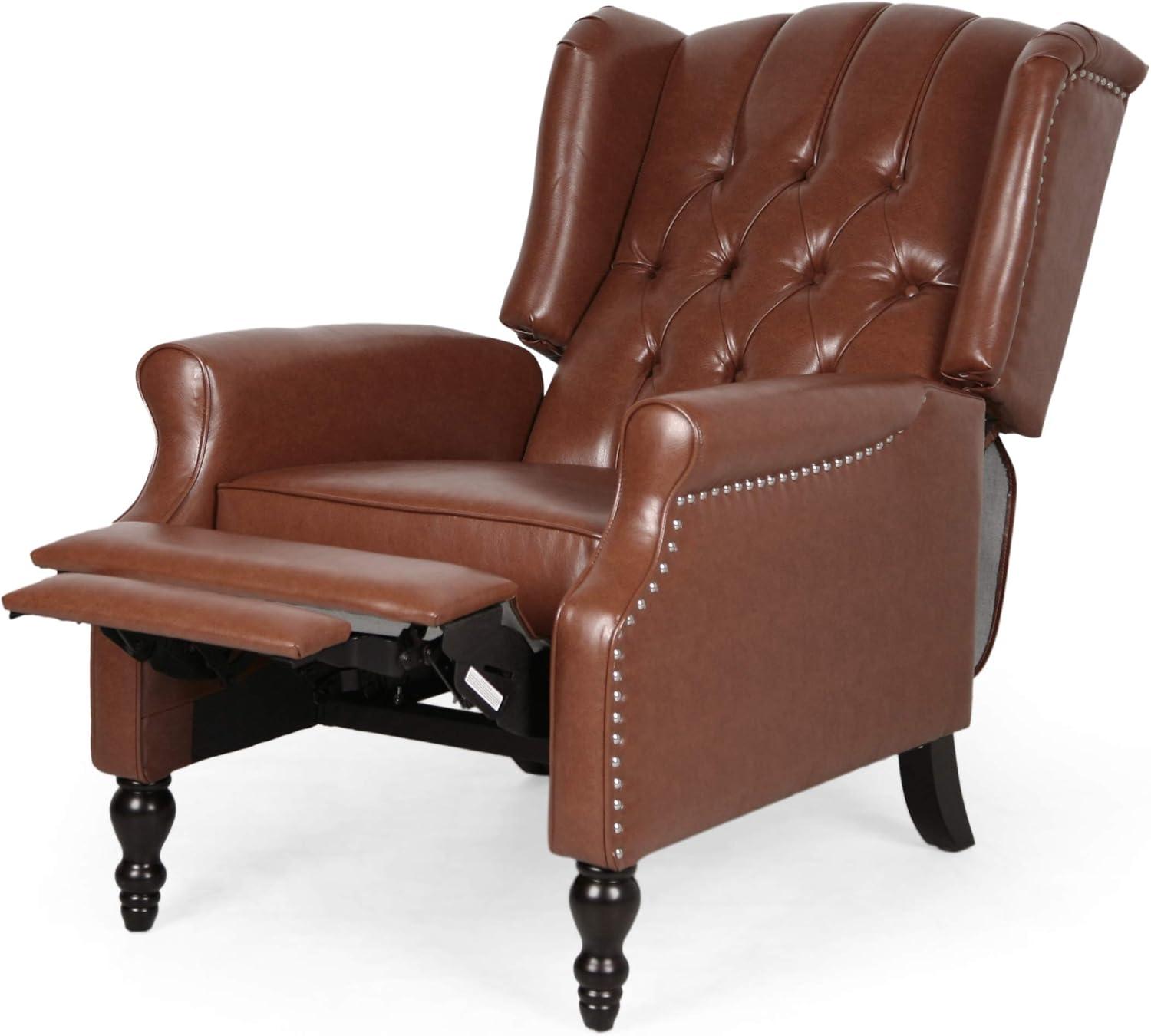 image:imageRandy Contemporary Tufted Recliner Cognac Brown and Dark Brown