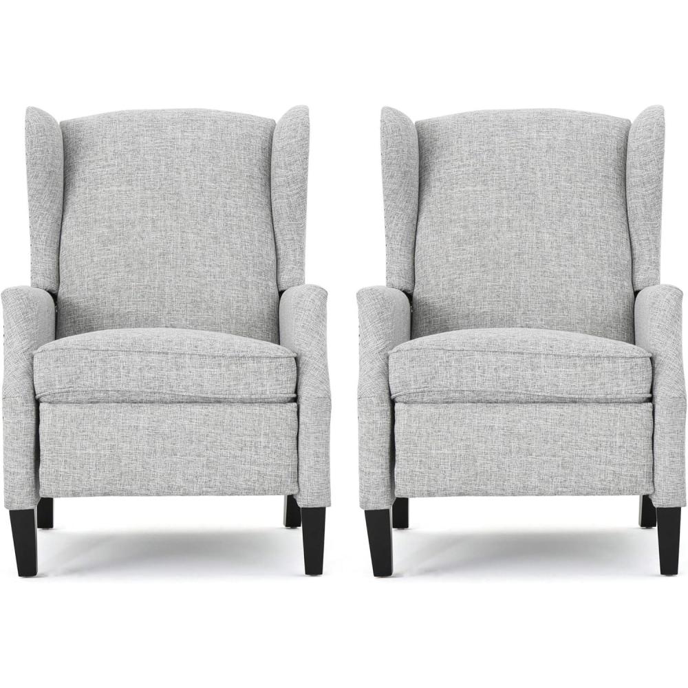 image:imageChristopher Knight Home Ellyn Fabric Recliner Set of 2 Light Gray Tweed Dark BrownLight Gray Tweed  Dark Brown