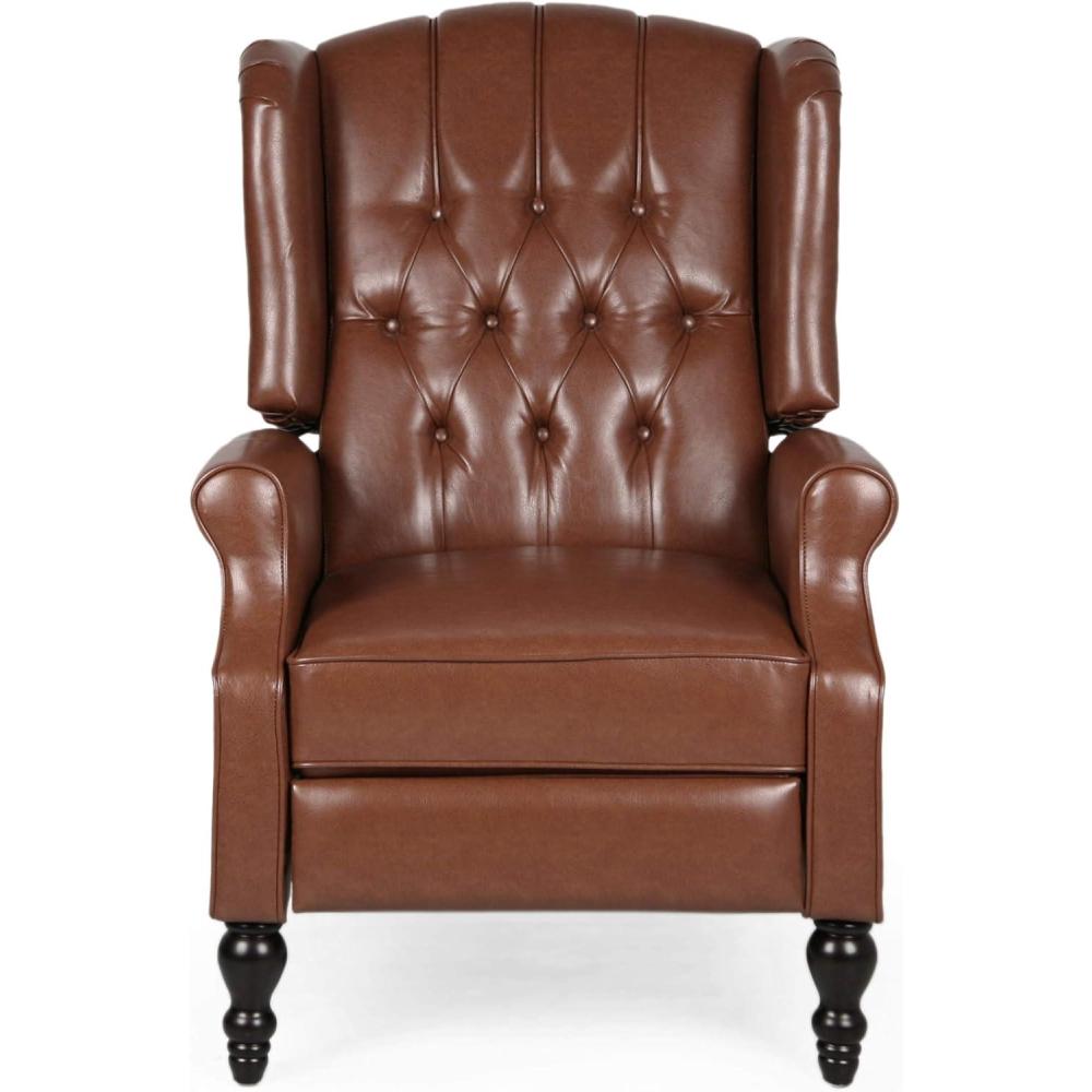 image:imageRandy Contemporary Tufted Recliner Cognac Brown and Dark Brown
