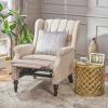 CHRISTOPHER KNIGHT HOME GDF Studio Elizabeth Tufted Fabric Recliner, Vintage Reclining Reading Armchair, Light Beige(Geometric)