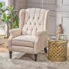 CHRISTOPHER KNIGHT HOME GDF Studio Elizabeth Tufted Fabric Recliner, Vintage Reclining Reading Armchair, Light Beige(Geometric)
