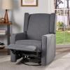Christopher Knight Home Patricia Upholstered Swivel Recliner, Blush, Black(Charcoal  Black)