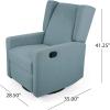 Christopher Knight Home Patricia Upholstered Swivel Recliner, Blush, Black(Dusty Blue  Black)