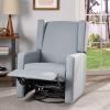 Christopher Knight Home Patricia Upholstered Swivel Recliner, Blush, Black(Dusty Blue  Black)