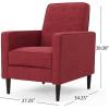 GDFStudio Mason Mid-Century Modern Button Tufted Fabric Upholstered Push-back Recliner Chair with Solid Wood Frame and Thick Padded Cushion, Red