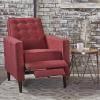 GDFStudio Mason Mid-Century Modern Button Tufted Fabric Upholstered Push-back Recliner Chair with Solid Wood Frame and Thick Padded Cushion, Red