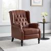 Randy Contemporary Tufted Recliner, Cognac Brown and Dark Brown
