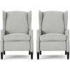 Christopher Knight Home Ellyn Fabric Recliner (Set of 2), Light Gray Tweed, Dark Brown(Gray Moss + Dark Brown)