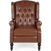 Randy Contemporary Tufted Recliner, Cognac Brown and Dark Brown