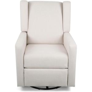 Christopher Knight Home Patricia Upholstered Swivel Recliner, Blush, Black(Beige  Black)