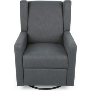 Christopher Knight Home Patricia Upholstered Swivel Recliner, Blush, Black(Charcoal  Black)