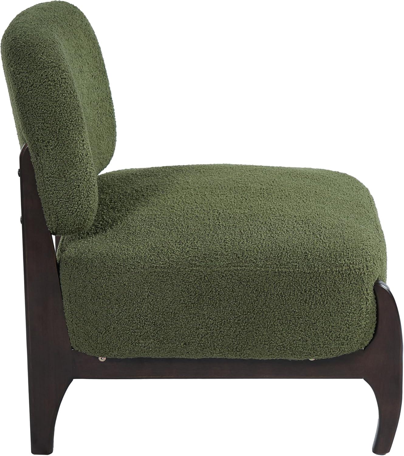 image:imageChristopher Knight Home Faron Modern Boucle Upholstered Accent Chair Set of 2 Wooden Armless Club Chair for Living Room Bedroom Comfy Reading Chair Set BeigeOlive Green