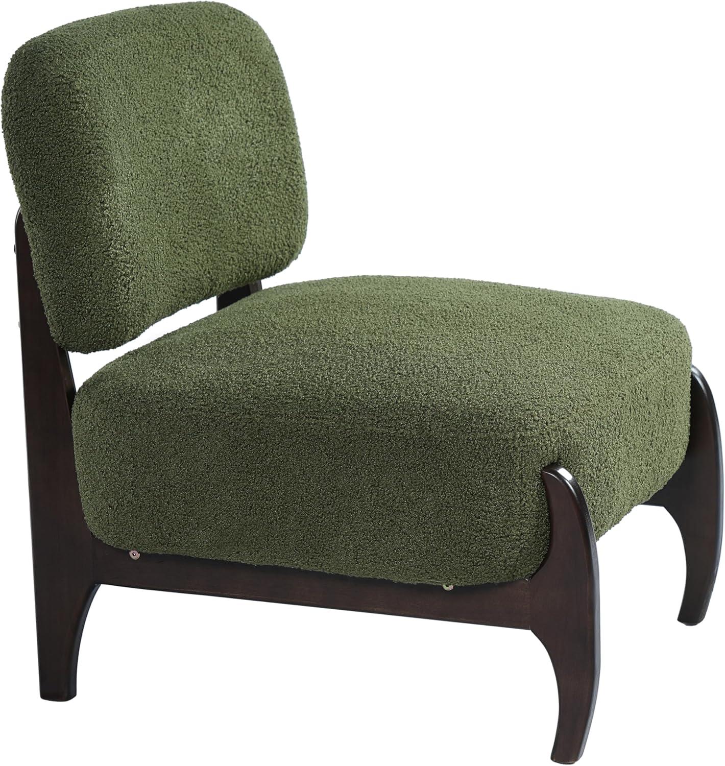 image:imageChristopher Knight Home Faron Modern Boucle Upholstered Accent Chair Set of 2 Wooden Armless Club Chair for Living Room Bedroom Comfy Reading Chair Set BeigeOlive Green