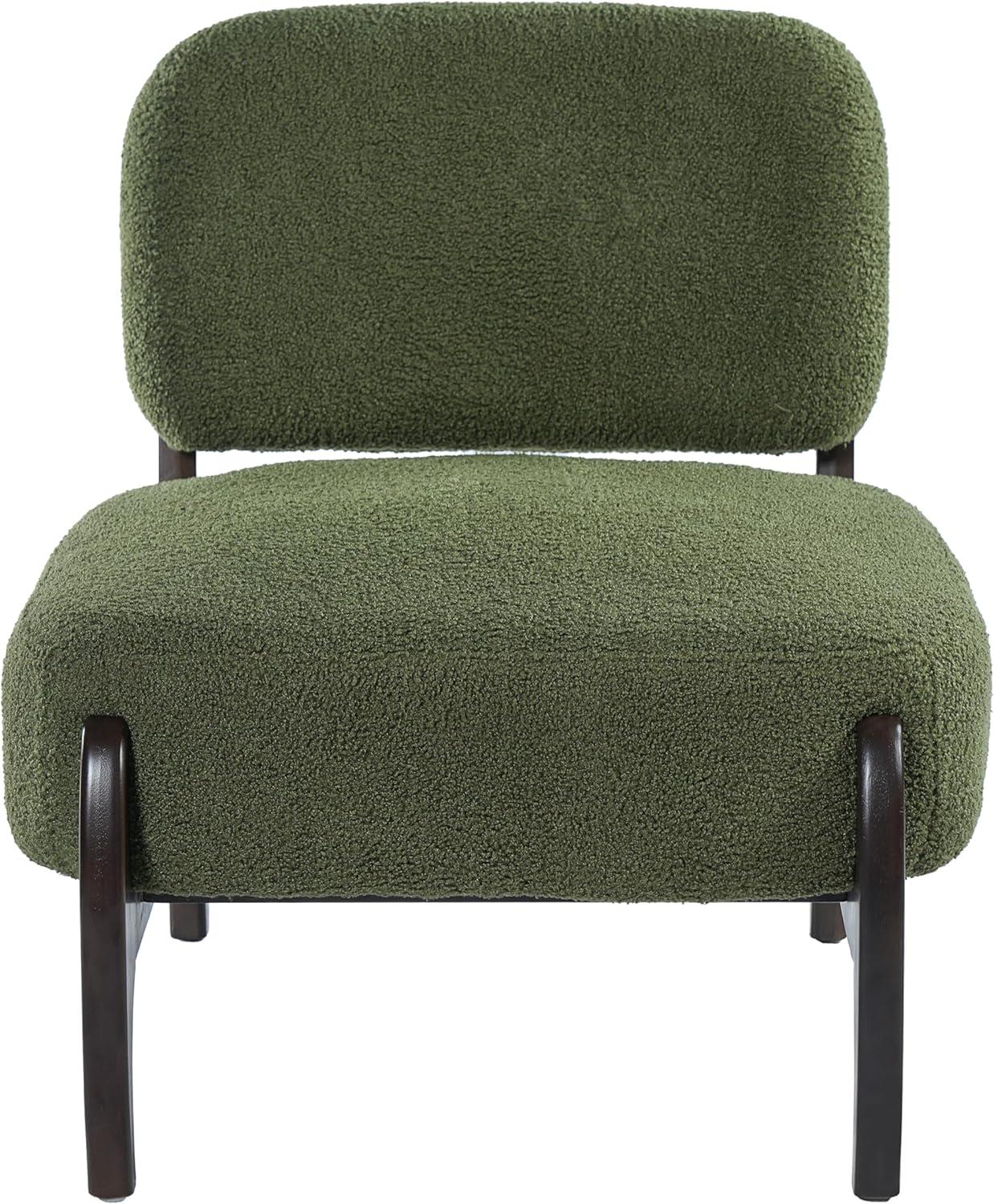 image:imageChristopher Knight Home Faron Modern Boucle Upholstered Accent Chair Set of 2 Wooden Armless Club Chair for Living Room Bedroom Comfy Reading Chair Set BeigeOlive Green