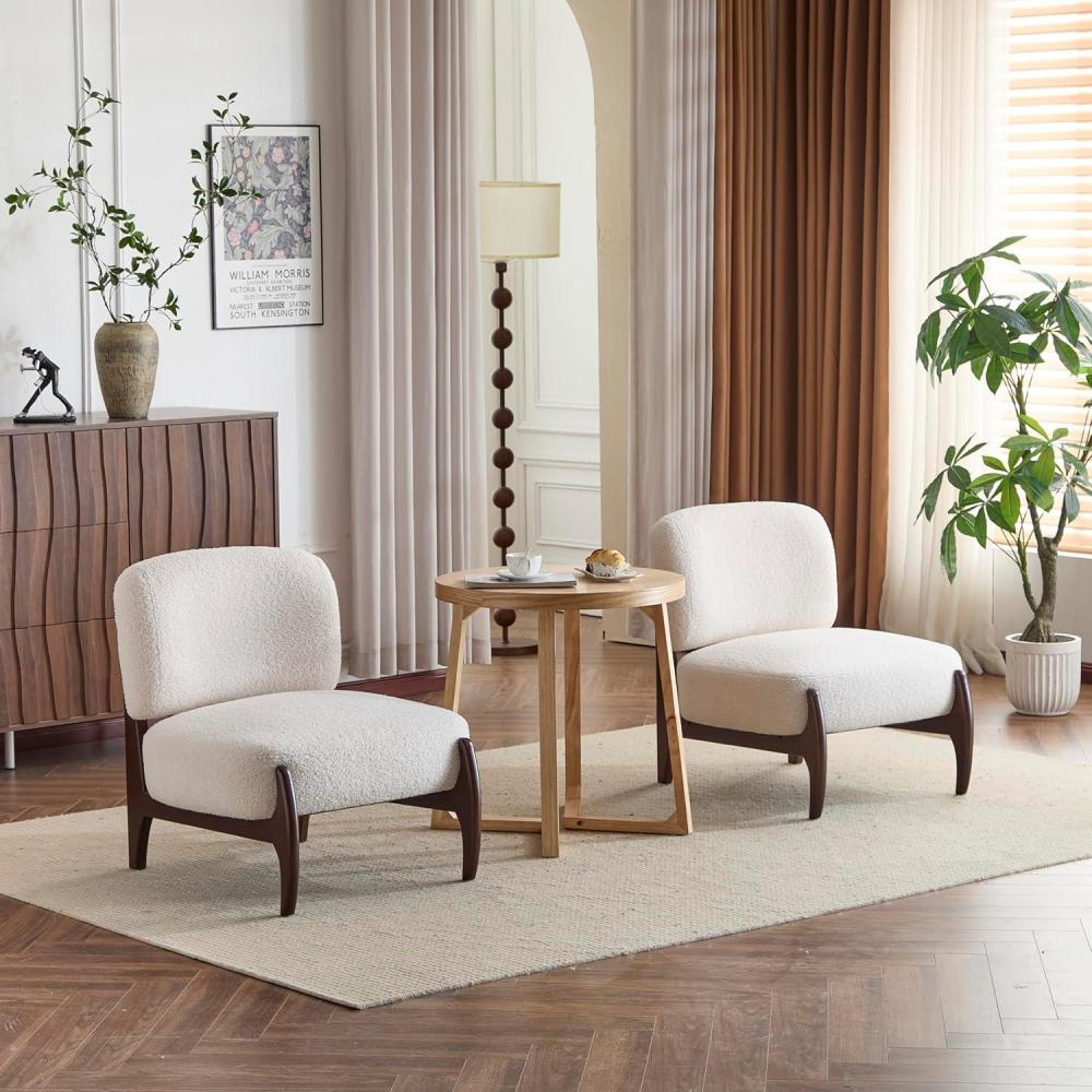 image:imageChristopher Knight Home Faron Modern Boucle Upholstered Accent Chair Set of 2 Wooden Armless Club Chair for Living Room Bedroom Comfy Reading Chair Set BeigeBeige