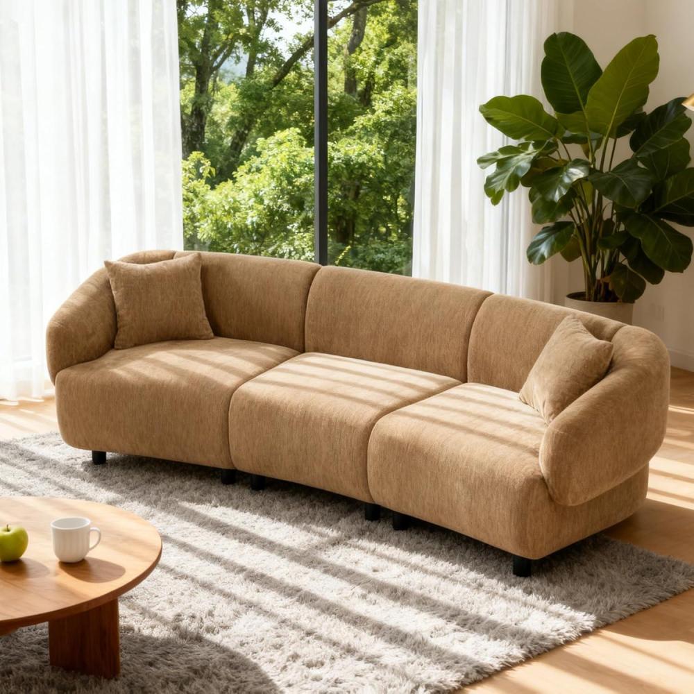 image:imageChristopher Knight Home Obito Boucle Upholstered 3Seater Sofa Modern Home Sofa Living Room Wooden Large Upholstered Sofa Couch for ApartmentHome Office Light BrownMochaLight BrownMocha