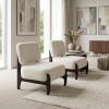 Christopher Knight Home Faron Modern Boucle Upholstered Accent Chair Set of 2, Wooden Armless Club Chair for Living Room, Bedroom Comfy Reading Chair Set, Beige(Beige)
