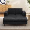 Christopher Knight Home Homal Modern Oversized Sleeper Sofa Bed for Living Room, Chenille Upholstered Chaise Lounge Sofa with Wooden Frame, Comfy Chaise Lounge Chair Indoor, Black(Black)