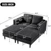 Christopher Knight Home Homal Modern Oversized Sleeper Sofa Bed for Living Room, Chenille Upholstered Chaise Lounge Sofa with Wooden Frame, Comfy Chaise Lounge Chair Indoor, Black(Black)