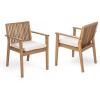 Christopher Knight Home Roxy Acacia Wood Outdoor Dining Chairs Set of 2 with Removable Cushion, Wooden Patio Dining Armchair Set, Garden Furniture Patio Chairs Set for Outdoor Dinner, Brown+Beige(Brown+beige)