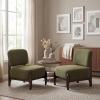 Christopher Knight Home Faron Modern Boucle Upholstered Accent Chair Set of 2, Wooden Armless Club Chair for Living Room, Bedroom Comfy Reading Chair Set, Beige(Olive Green)