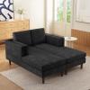 Christopher Knight Home Homal Modern Oversized Sleeper Sofa Bed for Living Room, Chenille Upholstered Chaise Lounge Sofa with Wooden Frame, Comfy Chaise Lounge Chair Indoor, Black(Black)