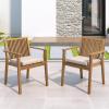 Christopher Knight Home Roxy Acacia Wood Outdoor Dining Chairs Set of 2 with Removable Cushion, Wooden Patio Dining Armchair Set, Garden Furniture Patio Chairs Set for Outdoor Dinner, Brown+Beige(Brown+beige)
