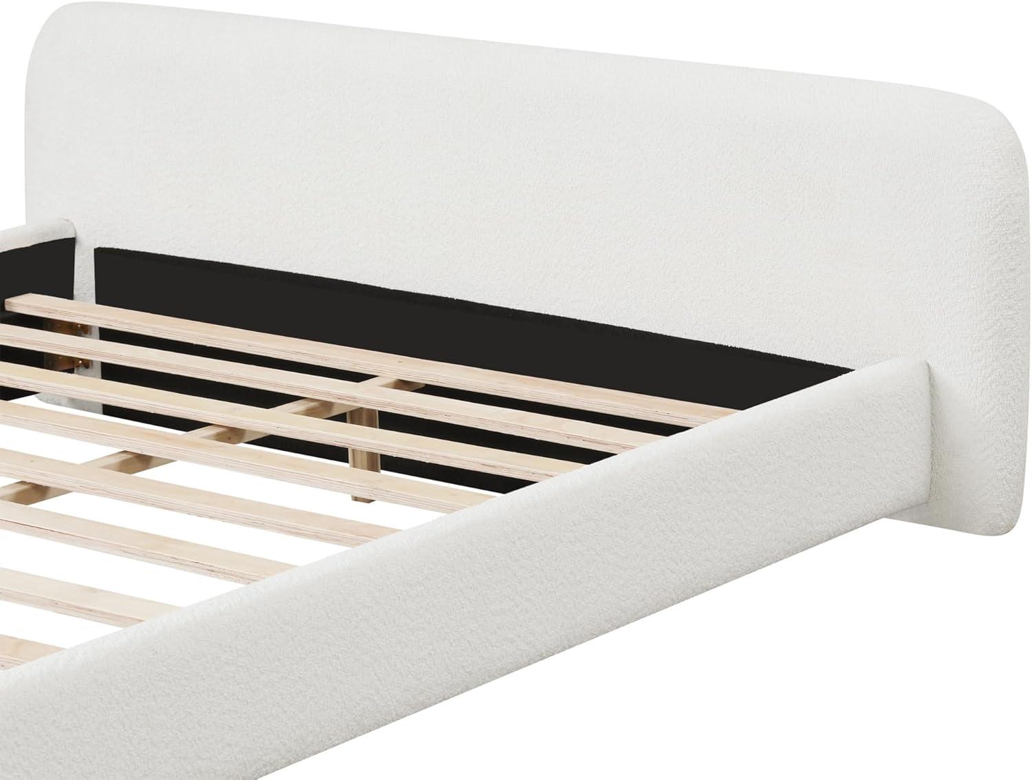 image:imageChristopher Knight Home Sheffies Full Size Upholstered Bed Frame with Headboard Boucle Fabric Platform Bed Frame Wood Bed Support and Slat No Box Spring Needed Fully Mattress Foundation WhiteQueen