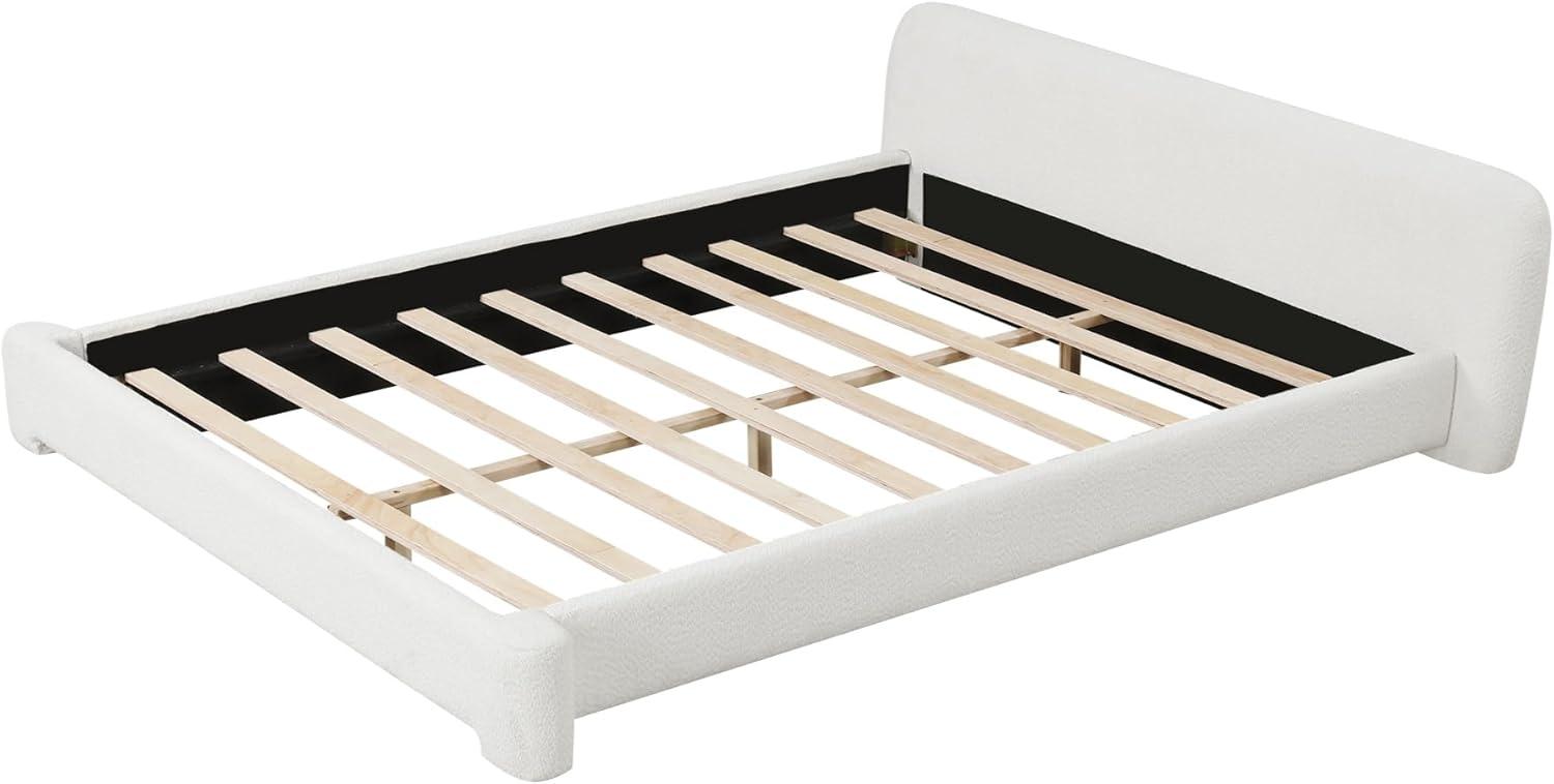 image:imageChristopher Knight Home Sheffies Full Size Upholstered Bed Frame with Headboard Boucle Fabric Platform Bed Frame Wood Bed Support and Slat No Box Spring Needed Fully Mattress Foundation WhiteKing