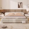 Christopher Knight Home Sheffies Full Size Upholstered Bed Frame with Headboard, Boucle Fabric Platform Bed Frame, Wood Bed Support and Slat, No Box Spring Needed, Fully Mattress Foundation, White(King)
