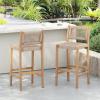 Christopher Knight Home Eileen Set of 2 Patio Barstool, Acacia Wood & Rope Outdoor Counter Stool with Footrest, Natural Wooden Barstool Chairs for Backyard Balcony Garden, Beige + Teak