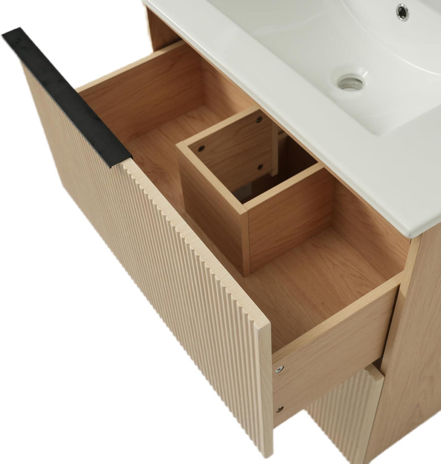 image:imageChristopher Knight Home Byron 30 Bathroom Vanity with Sink Modern Freestanding Bathroom Sink Cabinet with Drawer Undermount Vanity Sink Cabinet Bathroom Storage Cabinet with Sink Combo SetNaturalNatural