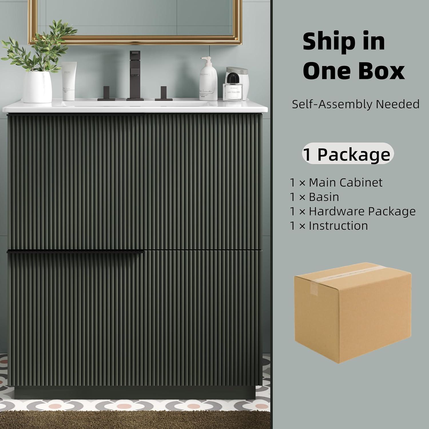 image:imageChristopher Knight Home Byron 30 Bathroom Vanity with Sink Modern Freestanding Bathroom Sink Cabinet with Drawer Undermount Vanity Sink Cabinet Bathroom Storage Cabinet with Sink Combo SetNaturalGreen