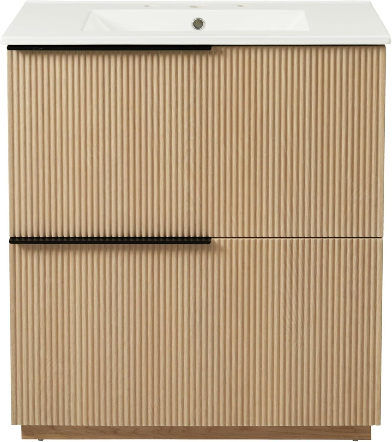 image:imageChristopher Knight Home Byron 30 Bathroom Vanity with Sink Modern Freestanding Bathroom Sink Cabinet with Drawer Undermount Vanity Sink Cabinet Bathroom Storage Cabinet with Sink Combo SetNaturalNatural