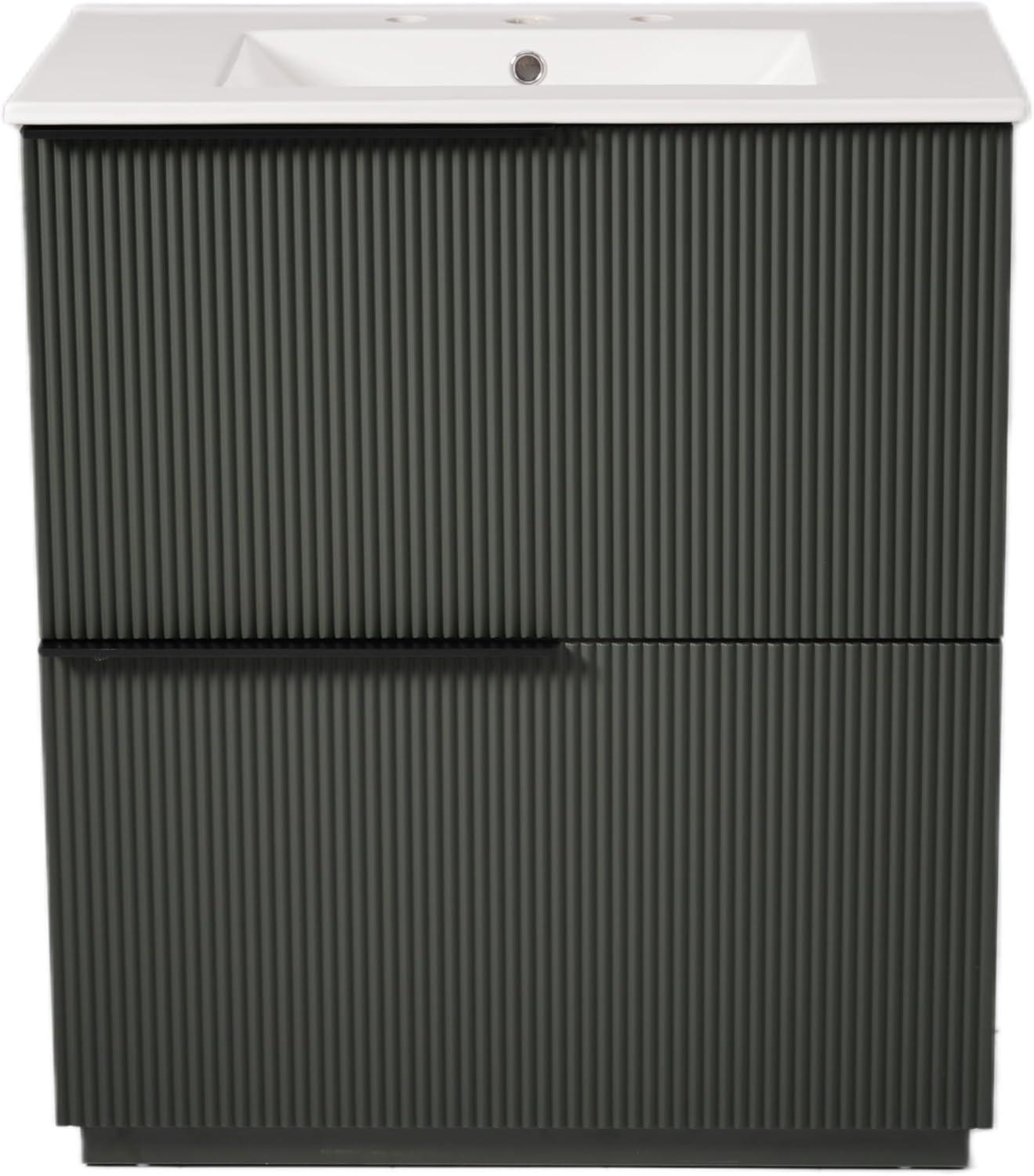 image:imageChristopher Knight Home Byron 30 Bathroom Vanity with Sink Modern Freestanding Bathroom Sink Cabinet with Drawer Undermount Vanity Sink Cabinet Bathroom Storage Cabinet with Sink Combo SetNaturalGreen