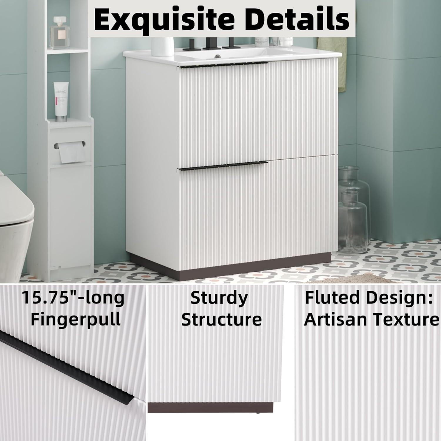 image:imageChristopher Knight Home Byron 30 Bathroom Vanity with Sink Modern Freestanding Bathroom Sink Cabinet with Drawer Undermount Vanity Sink Cabinet Bathroom Storage Cabinet with Sink Combo SetNaturalWhite