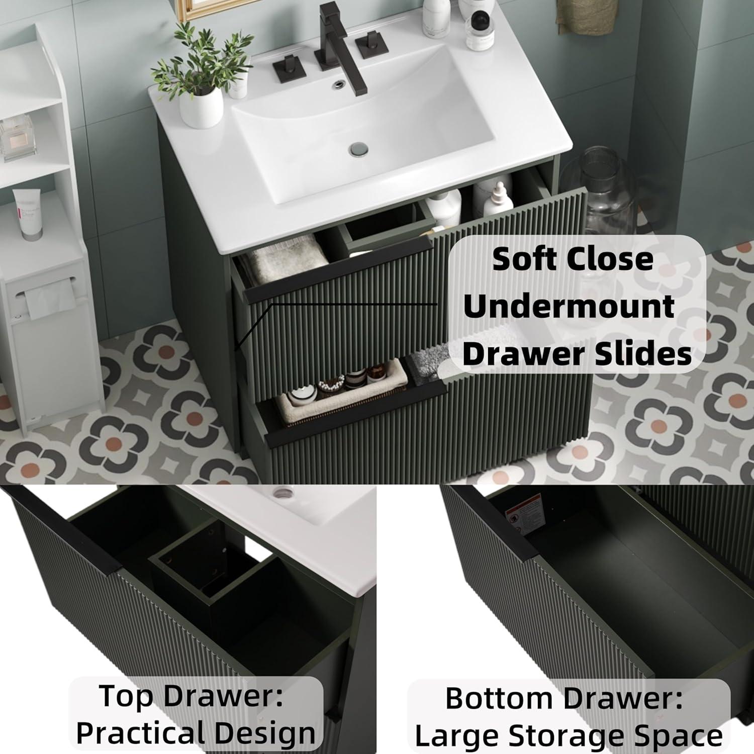 image:imageChristopher Knight Home Byron 30 Bathroom Vanity with Sink Modern Freestanding Bathroom Sink Cabinet with Drawer Undermount Vanity Sink Cabinet Bathroom Storage Cabinet with Sink Combo SetNaturalGreen