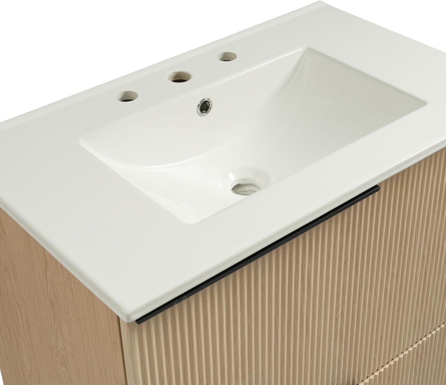 image:imageChristopher Knight Home Byron 30 Bathroom Vanity with Sink Modern Freestanding Bathroom Sink Cabinet with Drawer Undermount Vanity Sink Cabinet Bathroom Storage Cabinet with Sink Combo SetNaturalNatural
