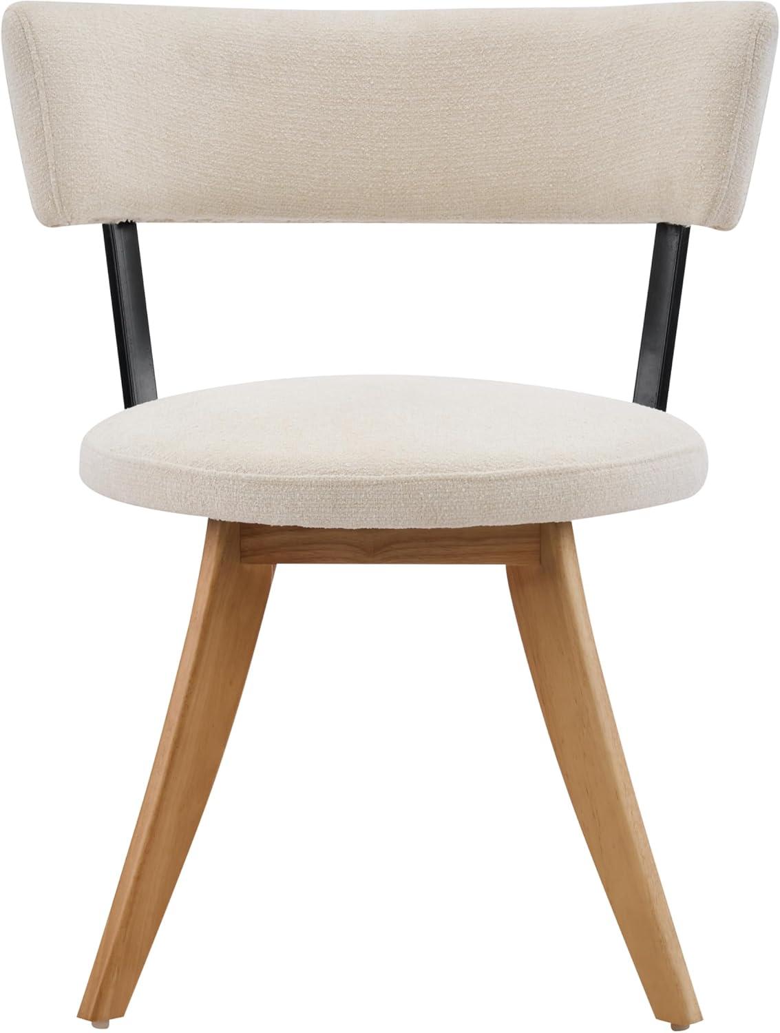image:imageChristopher Knight Home Ceru Fabric Upholstered Dining Chairs Set of 2 Curved Backrest Kitchen Side Chair Rubberwood Dining Room Armless Chair Extra Seat for Living Room BeigeWalnutMilky Whitenatural