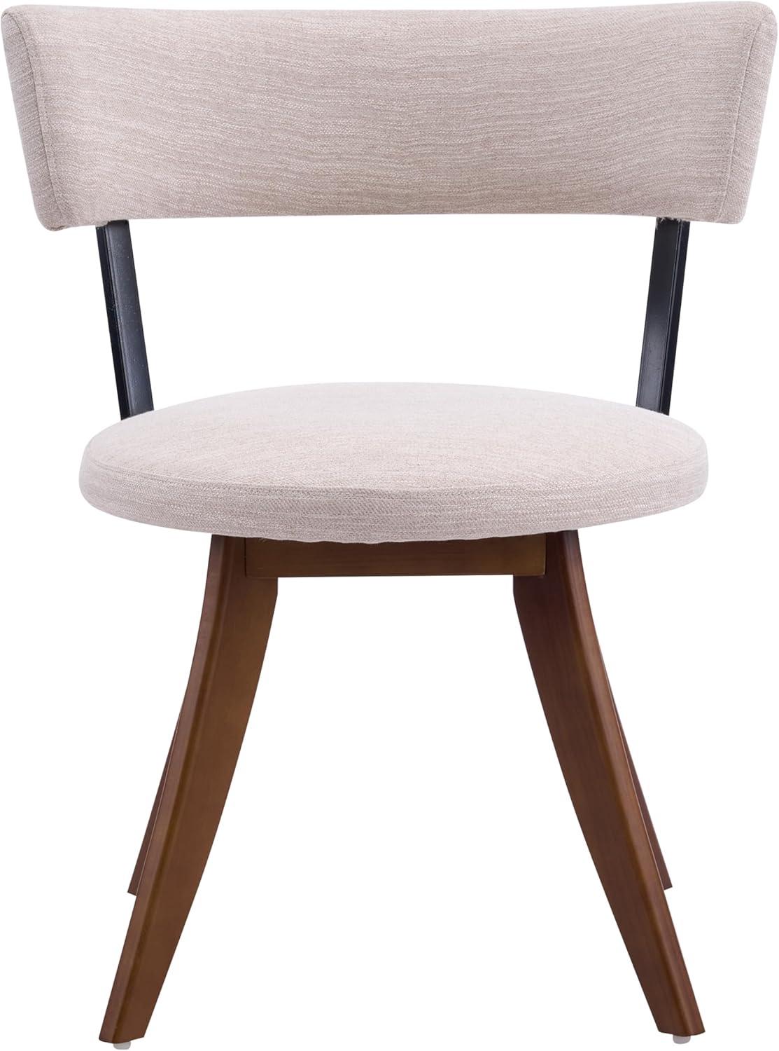 image:imageChristopher Knight Home Ceru Fabric Upholstered Dining Chairs Set of 2 Curved Backrest Kitchen Side Chair Rubberwood Dining Room Armless Chair Extra Seat for Living Room BeigeWalnutBeigewalnut