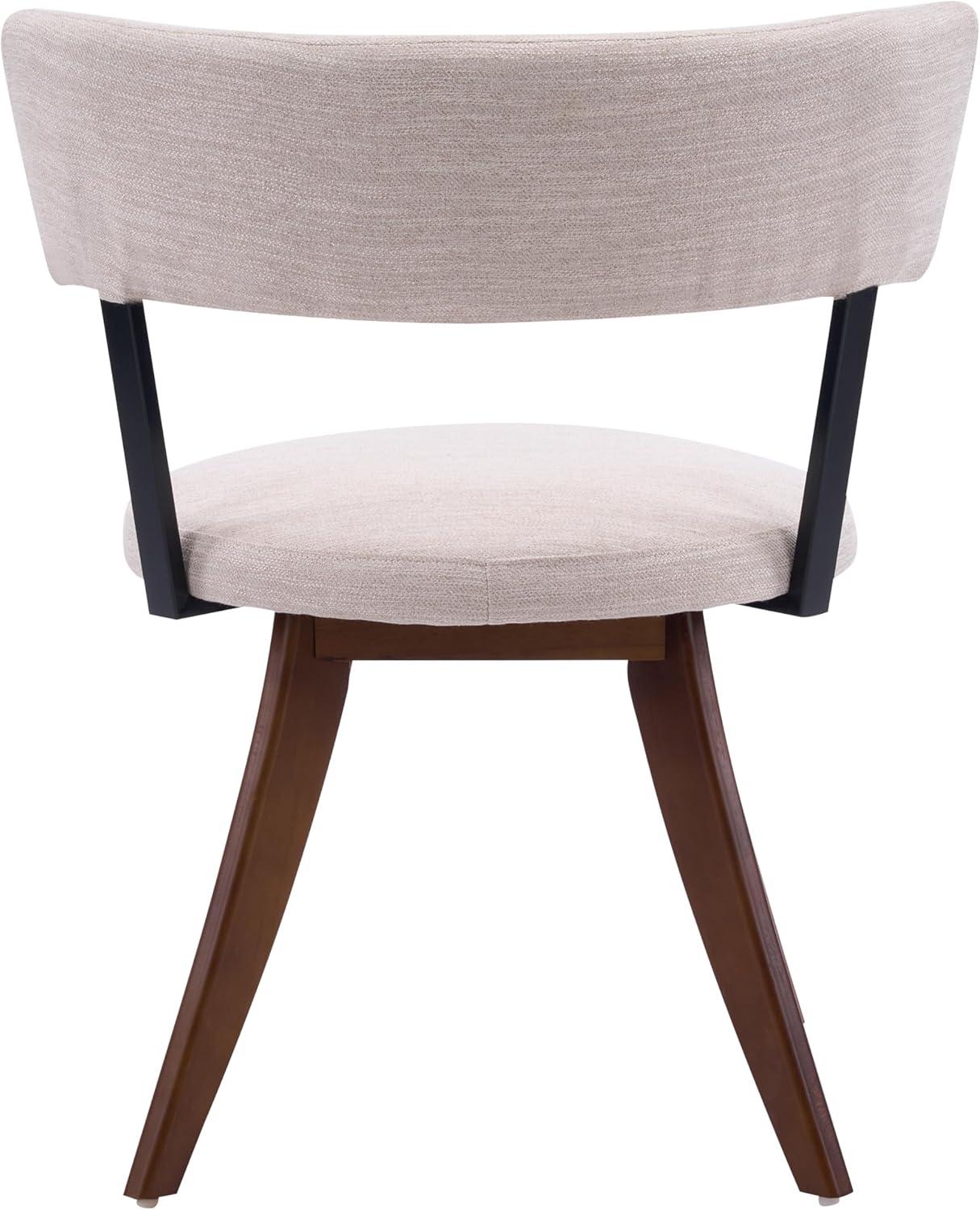 image:imageChristopher Knight Home Ceru Fabric Upholstered Dining Chairs Set of 2 Curved Backrest Kitchen Side Chair Rubberwood Dining Room Armless Chair Extra Seat for Living Room BeigeWalnutBeigewalnut
