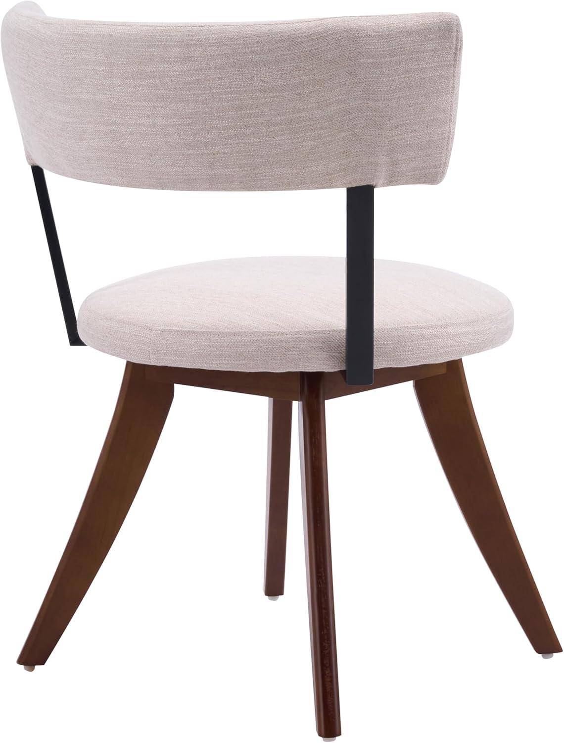 image:imageChristopher Knight Home Ceru Fabric Upholstered Dining Chairs Set of 2 Curved Backrest Kitchen Side Chair Rubberwood Dining Room Armless Chair Extra Seat for Living Room BeigeWalnutBeigewalnut