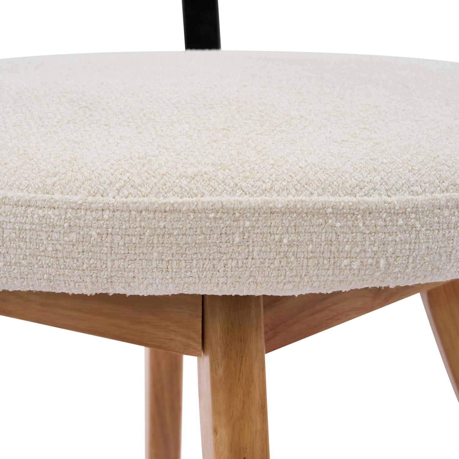 image:imageChristopher Knight Home Ceru Fabric Upholstered Dining Chairs Set of 2 Curved Backrest Kitchen Side Chair Rubberwood Dining Room Armless Chair Extra Seat for Living Room BeigeWalnutMilky Whitenatural
