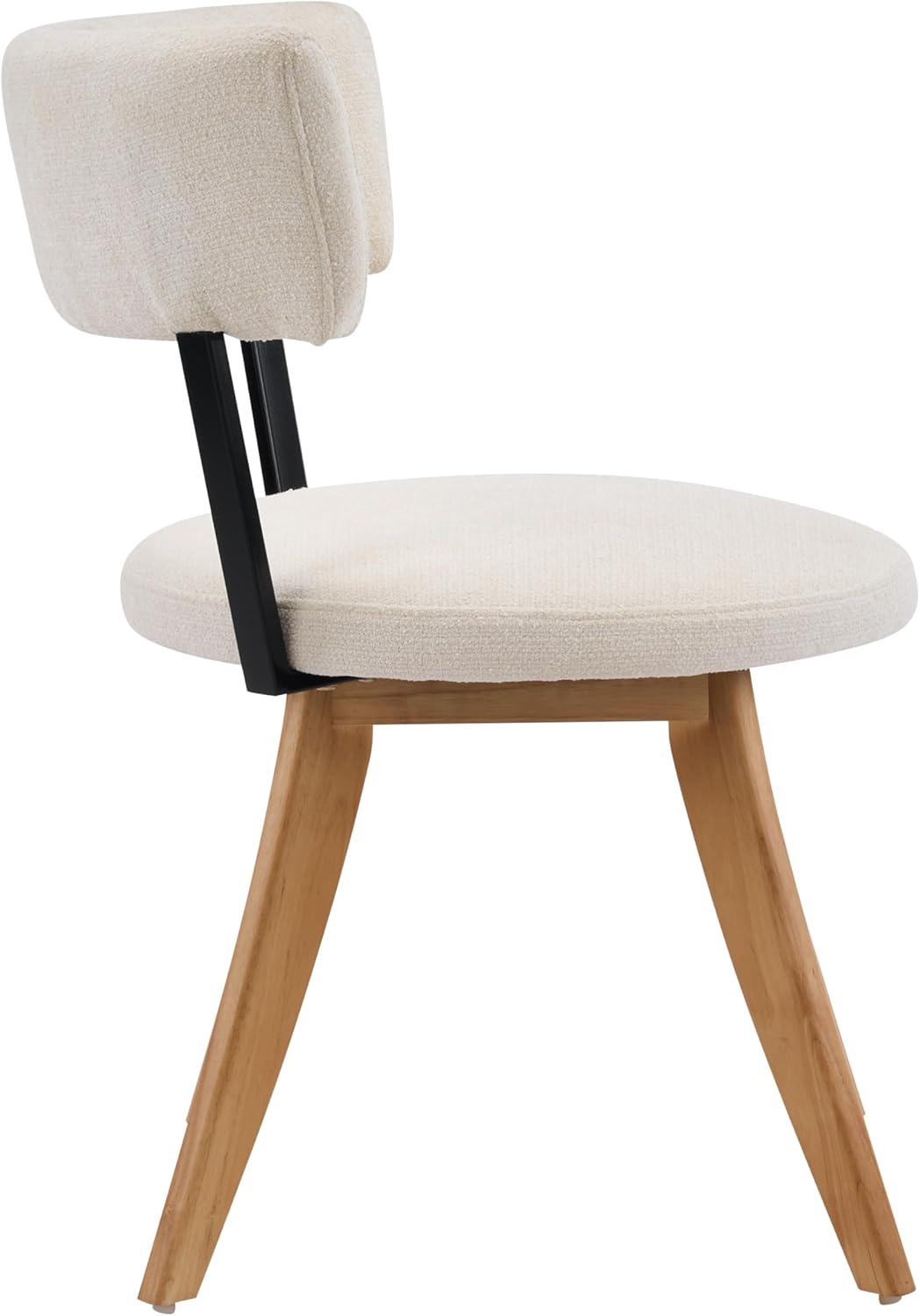 image:imageChristopher Knight Home Ceru Fabric Upholstered Dining Chairs Set of 2 Curved Backrest Kitchen Side Chair Rubberwood Dining Room Armless Chair Extra Seat for Living Room BeigeWalnutMilky Whitenatural
